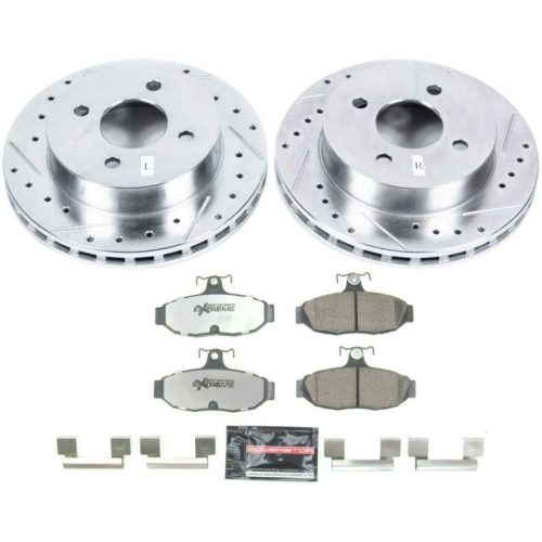 1993 Ford Mustang Rear Z26 Street Warrior Brake Upgrade Kit with Drilled & Slotted Rotors - Premium Replacement