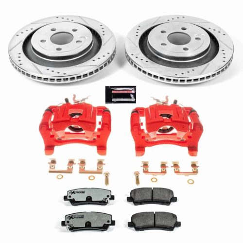2015-2017 Ford Mustang Rear Z26 Street Warrior Brake Upgrade Kit with Drilled & Slotted Rotors, Carbon-Fiber Ceramic Pads, Powder Coated Calipers - Premium Replacement