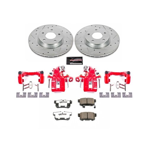 2015-2018 Honda Civic, 2016-2018 Acura ILX Rear Z26 Street Warrior Brake Upgrade Kit with Drilled & Slotted Rotors, Carbon-Fiber Ceramic Pads, Powder Coated Calipers - Premium Replacement