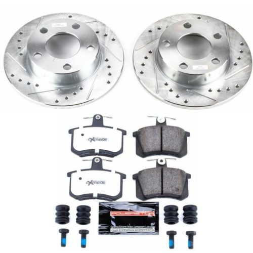 2000-2001 Audi A4 Quattro Rear Z26 Street Warrior Brake Upgrade Kit - Drilled & Slotted Rotors with Carbon-Fiber Ceramic Brake Pads for Heavy-Duty Performance - Premium Replacement