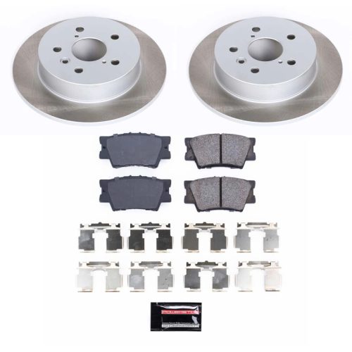 2018-2021 Toyota Camry Rear Semi-Coated Rotor Brake Kit with Ceramic Pads and Hardware - Premium Replacement