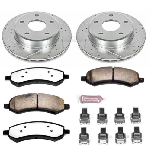 2008-2009 Dodge Dakota Front Z36 Truck and Tow Brake Performance Kit - Heavy-Duty Drilled & Slotted Rotor and Carbon-Fiber Ceramic Brake Pads - Premium Replacement