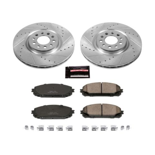 2014-2016 Jeep Cherokee Front Z23 Evolution Sport Brake Upgrade Kit - Heavy-Duty Drilled & Slotted Rotors with Carbon-Fiber Ceramic Pads - Premium Replacement