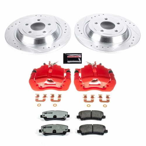2015-2018 Ford Mustang Rear Z26 Street Warrior Brake Upgrade Kit with Drilled & Slotted Rotors, Carbon-Fiber Ceramic Pads, Powder Coated Calipers - Premium Replacement