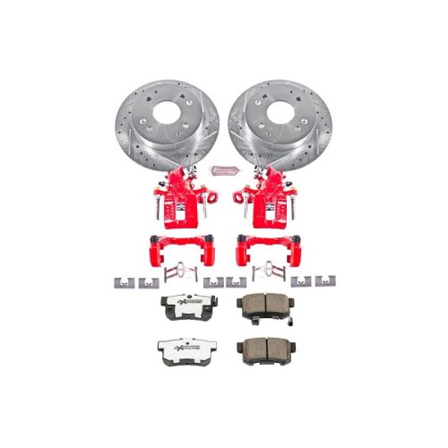 2012-2015 Honda Civic Rear PowerStop Z26 Street Warrior Brake Upgrade Kit with Drilled & Slotted Rotors - Premium Replacement