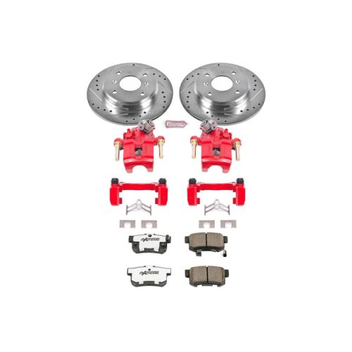 1994-1996 Honda Prelude Rear Z26 Street Warrior Brake Kit with Drilled & Slotted Rotors and Powder Coated Calipers - High-Performance Heavy-Duty Brake Upgrade