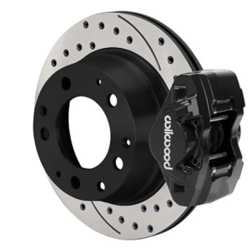 1970s-1983 Porsche 911 Rear Brake Disc Rotor Assembly with Flex Lines - Premium Coated Solid Face Drilled Rotors for Heavy-Duty Fleet Use