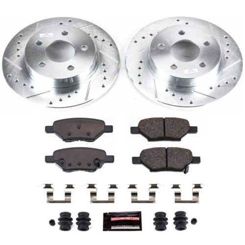 2005-2010 Chevrolet Malibu & Cobalt Heavy-Duty Drilled & Slotted Brake Rotors with Carbon-Fiber Ceramic Pads - Premium Replacement