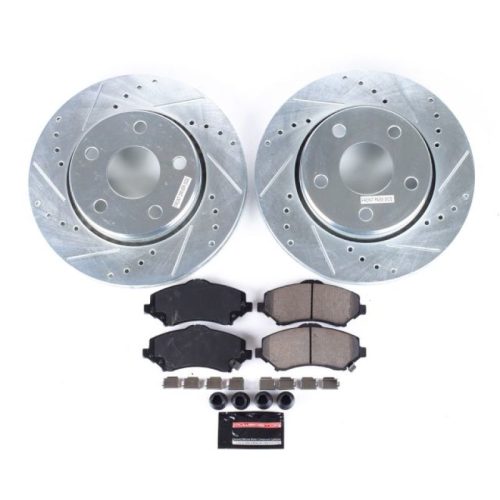 2011-2013 Jeep Wrangler Front Brake Rotor and Pad Assembly - Heavy-Duty Drilled & Slotted Performance Upgrade with Carbon-Fiber Ceramic Pads - Premium Replacement