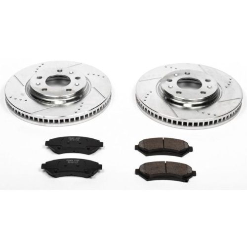 2003-2004 Cadillac Seville Front Z23 Evolution Sport Brake Rotor and Carbon-Fiber Ceramic Brake Pad Upgrade - Premium Replacement