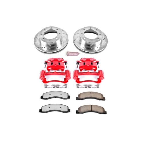 1999 Ford F-250 Super Duty, F-350 Super Duty Heavy-Duty Truck & Tow Brake Upgrade Kit with Drilled & Slotted Rotors and Carbon-Fiber Ceramic Pads - Premium Replacement