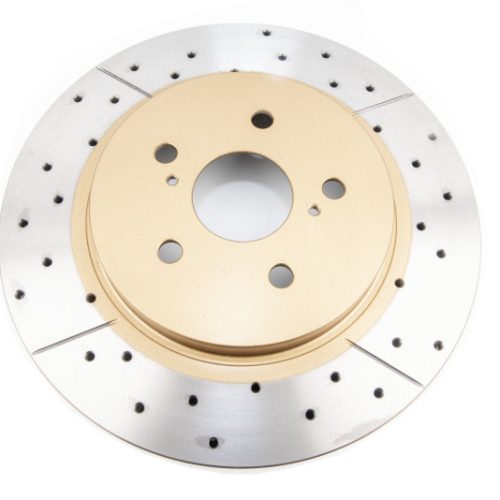 DBA X Gold Street Series Front Drilled and Slotted Rotor for Lexus RX330 RX350 and Highlander 2004-2006 - Premium Replacement