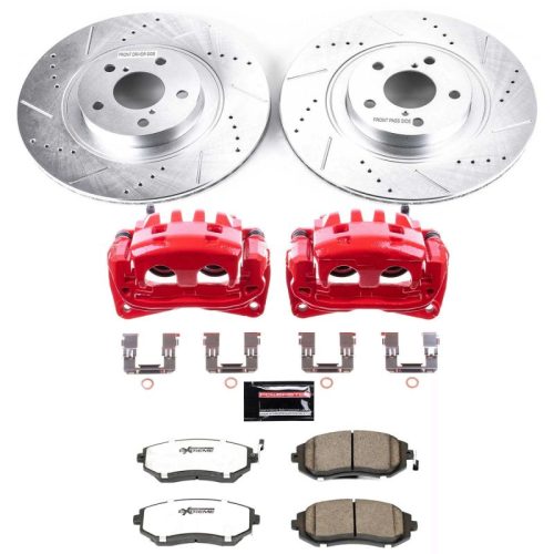2006-2009 Subaru Legacy & 2007-2008 Subaru Baja Z26 Street Warrior Brake Upgrade Kit with Drilled & Slotted Rotors - Premium Replacement