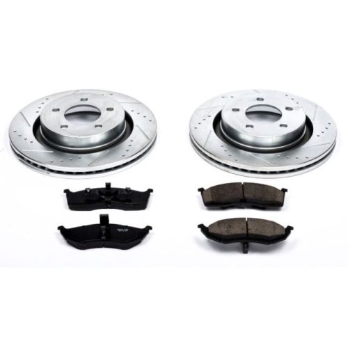 1999-2002 Chrysler 300M Front Z23 Evolution Sport Brake Upgrade Kit - Drilled & Slotted Rotors with Carbon-Fiber Ceramic Pads for Heavy-Duty Fleet and Truck Use - Premium Replacement
