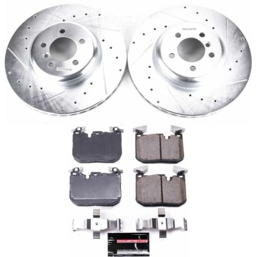 2016-2018 BMW 340i, 340i xDrive, 440i, 440i xDrive Front Brake Upgrade Kit - Premium Heavy-Duty Drilled & Slotted Rotor with Carbon-Fiber Ceramic Pads