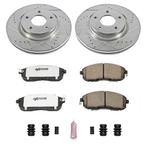 2007-2013 Nissan Altima Front Z26 Street Warrior Brake Upgrade Kit - Heavy-Duty Drilled & Slotted Brake Rotors with Carbon-Fiber Ceramic Pads - Premium Replacement