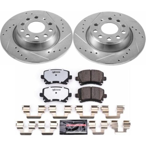 2007-2011 Volkswagen Eos, 2007-2010 Volkswagen Passat, 2009-2011 Volkswagen GTI Heavy-Duty Drilled and Slotted Brake Rotor and Carbon-Fiber Ceramic Brake Pad Upgrade - Premium Replacement