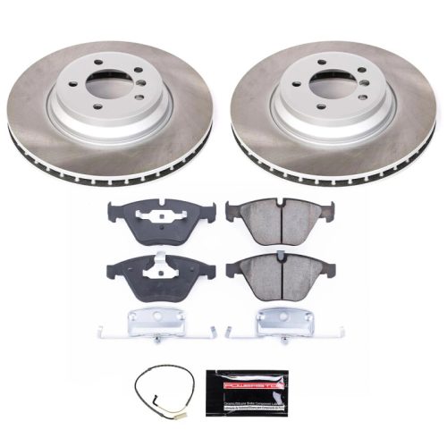 2007-2010 BMW 335xi Front Semi-Coated Rotor Brake Assembly with Ceramic Pads - Premium Replacement