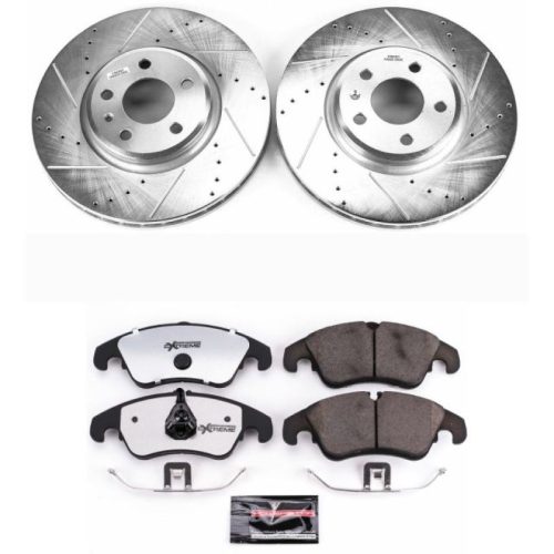 2009-2011 Audi A4 and A5 Front Z26 Street Warrior Brake Upgrade Kit - Heavy-Duty Drilled & Slotted Rotors with Carbon-Fiber Ceramic Pads - Premium Replacement