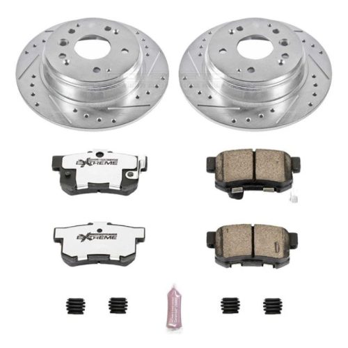 2004-2010 Acura TL & Honda Element Rear Z26 Street Warrior Brake Upgrade Kit - Heavy-Duty Drilled & Slotted Rotor with Carbon-Fiber Ceramic Pads for Performance Vehicles - Premium Replacement