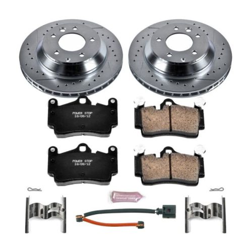 2004-2010 Volkswagen Touareg Rear Z23 Evolution Sport Brake Kit with Drilled & Slotted Rotors and Carbon-Fiber Ceramic Pads - Premium Replacement