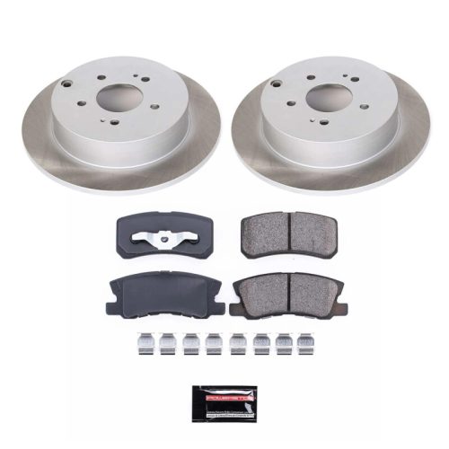 2004-2007 Mitsubishi Endeavor Rear Semi-Coated Rotor Brake Kit with Ceramic Pads - Premium Replacement