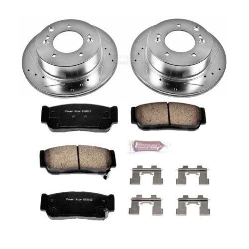 2003-2006 Kia Sorento Rear Z23 Evolution Sport Brake Upgrade Kit – Drilled & Slotted Rotors with Carbon-Fiber Ceramic Pads - Premium Replacement