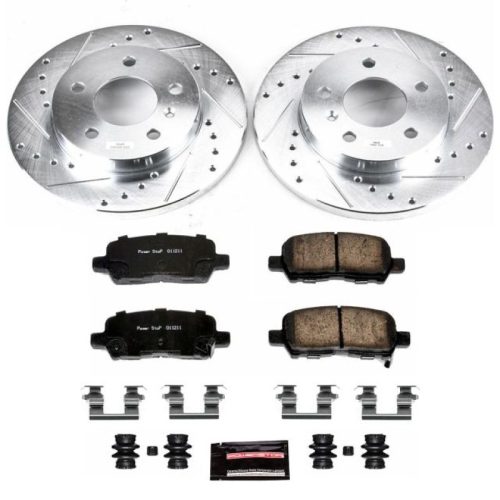 2011 Chevrolet Impala, 2004-2006 Pontiac Grand Prix Heavy-Duty Drilled & Slotted Brake Rotor and Carbon-Fiber Ceramic Brake Pads - Premium Replacement