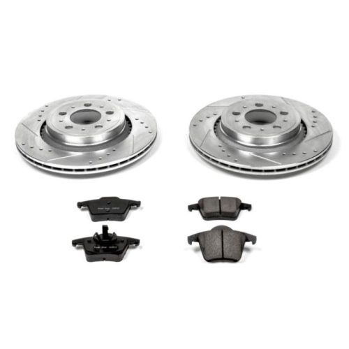 2010-2014 Volvo XC90 Rear Z23 Evolution Sport Brake Assembly with Drilled & Slotted Rotors - Premium Replacement