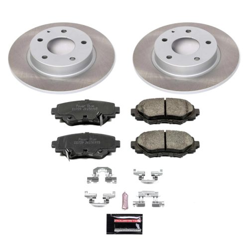 2014-2015 Mazda 3 Rear Semi-Coated Rotor Brake Assembly with Low-Dust Ceramic Pads - Premium Replacement