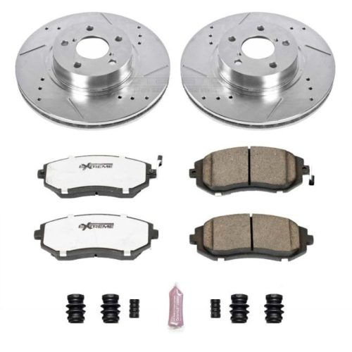 2003-2007 Subaru Impreza Front PowerStop K1124-26 Z26 Street Warrior Brake Upgrade Kit - Heavy-Duty Drilled & Slotted Rotors with Carbon-Fiber Ceramic Pads - Premium Replacement