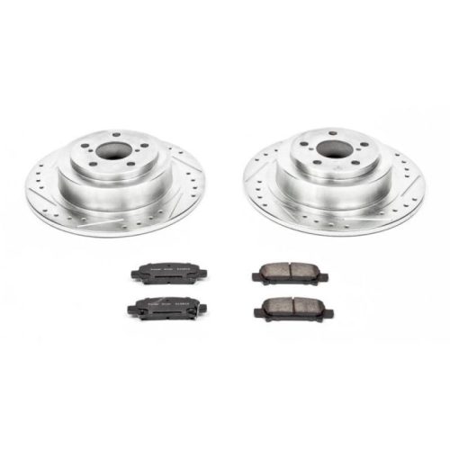 2001-2005 Subaru Legacy and Baja Rear Z23 Evolution Sport Brake Kit - Heavy-Duty Drilled & Slotted Rotors with Carbon-Fiber Ceramic Pads - Premium Replacement