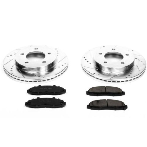 2001-2003 Ford F-150 Front Z23 Evolution Sport Brake Upgrade Kit with Drilled & Slotted Rotors and Carbon-Fiber Ceramic Pads - Premium Replacement