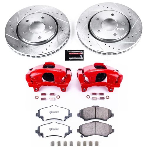 2009-2011 Dodge Journey Front Z36 Truck & Tow Brake Upgrade Kit with Drilled & Slotted Rotors, Carbon-Fiber Ceramic Pads, Powder Coated Calipers - Premium Replacement