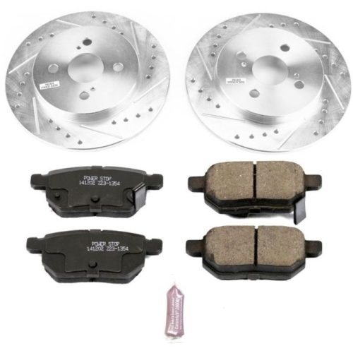 2012-2018 Toyota Yaris Rear Z23 Evolution Sport Brake Kit with Drilled & Slotted Rotors and Carbon-Fiber Ceramic Pads - Premium Replacement