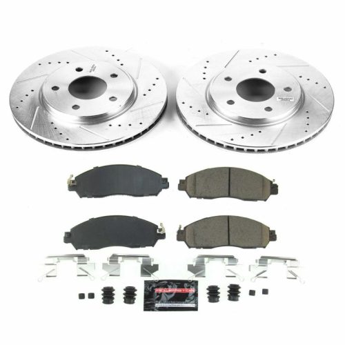 2018-2020 Nissan Leaf Front Brake Upgrade Kit - Premium Heavy-Duty Drilled & Slotted Rotors with Carbon-Fiber Ceramic Pads - Enhanced Stopping Power