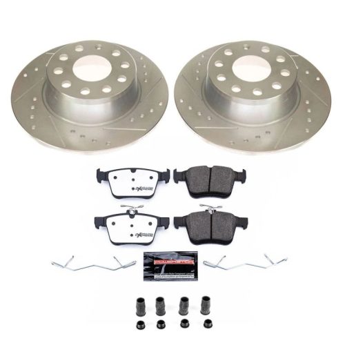 2019-2020 Volkswagen Jetta Rear Z26 Street Warrior Brake Upgrade Kit - Heavy Duty Performance with Drilled & Slotted Rotors, Carbon-Fiber Ceramic Pads - Premium Replacement
