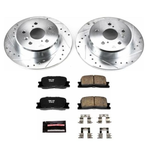 2001-2003 Toyota Highlander Rear Z23 Evolution Sport Brake Rotor and Carbon-Fiber Ceramic Brake Pads - Heavy-Duty Drilled & Slotted Performance Upgrade
