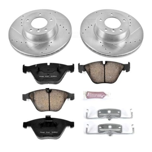 2011-2015 BMW 328i xDrive & X1 Heavy-Duty Drilled & Slotted Brake Rotor and Carbon-Fiber Ceramic Brake Pad Upgrade - Premium Replacement