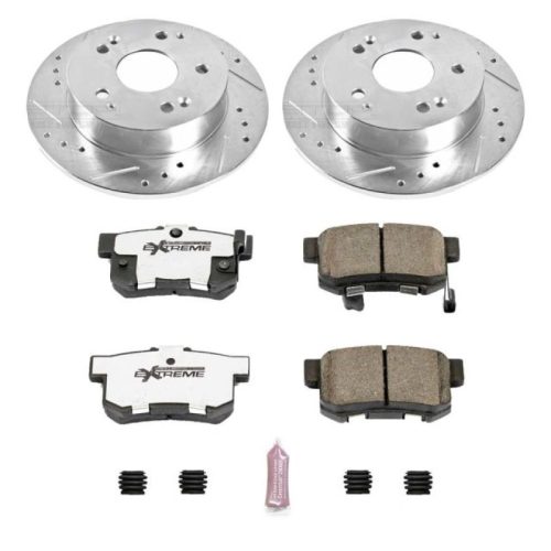 2001 Acura Integra, 2000 Honda Accord Rear Z26 Street Warrior Brake Upgrade Kit - Heavy-Duty Drilled & Slotted Rotors with Carbon-Fiber Ceramic Pads - Premium Replacement
