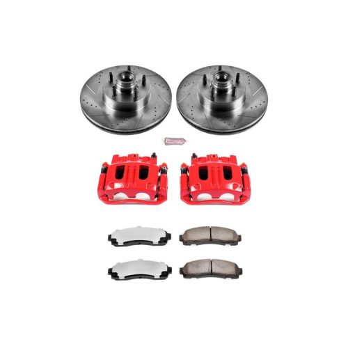 2003-2005 Ford Explorer Sport Trac Front Z36 Truck & Tow Brake Upgrade Kit with Drilled & Slotted Rotors, Carbon-Fiber Ceramic Pads, Powder Coated Calipers - Premium Replacement