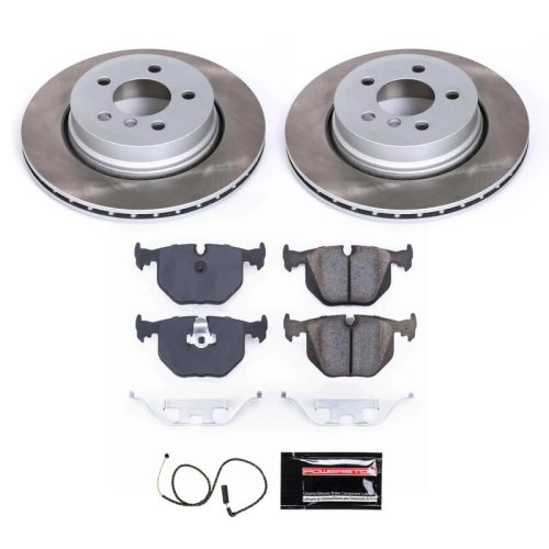 2004-2010 BMW X3 Rear Semi-Coated Rotor Brake Kit with Ceramic Pads and Hardware - Premium Replacement