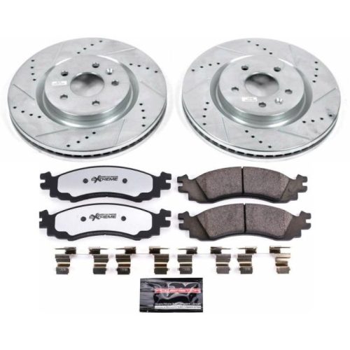 2011-2012 Ford Taurus Front Z36 Truck & Tow Brake Upgrade Kit - Heavy-Duty Drilled and Slotted Rotors with Carbon-Fiber Ceramic Pads - Premium Replacement