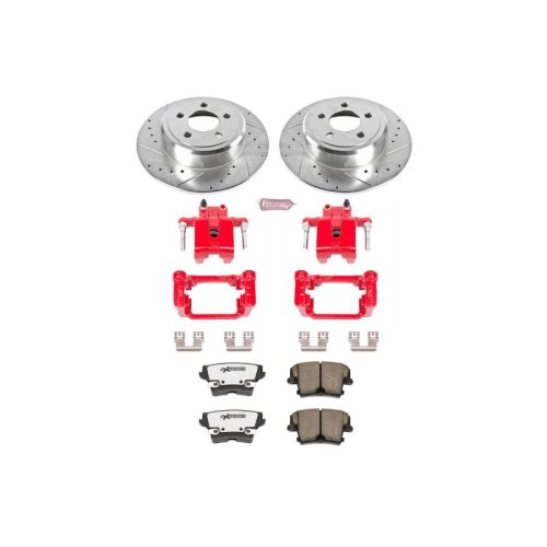 2005-2010 Chrysler 300 and Dodge Magnum Rear Z26 Street Warrior Brake Upgrade Kit with Powder Coated Calipers - Heavy-Duty Drilled & Slotted Rotors, Carbon-Fiber Ceramic Pads