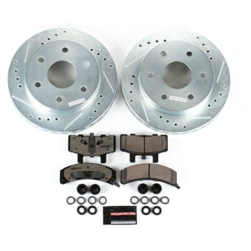 1996-1999 GMC K1500 Suburban Front Z36 Truck & Tow Brake Upgrade Kit - Heavy Duty Drilled & Slotted Rotors with Carbon-Fiber Ceramic Pads - Premium Replacement