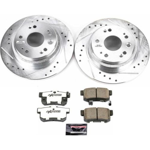 2002-2004 Acura RL Rear Z26 Street Warrior Brake Upgrade Kit - Heavy-Duty Drilled & Slotted Rotors with Carbon-Fiber Ceramic Pads - Premium Replacement