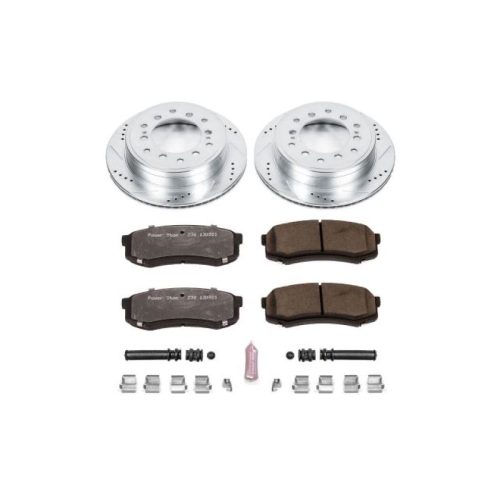 2010-2015 Toyota 4Runner Heavy-Duty Rear Brake Rotor and Ceramic Brake Pad Assembly - Premium Replacement