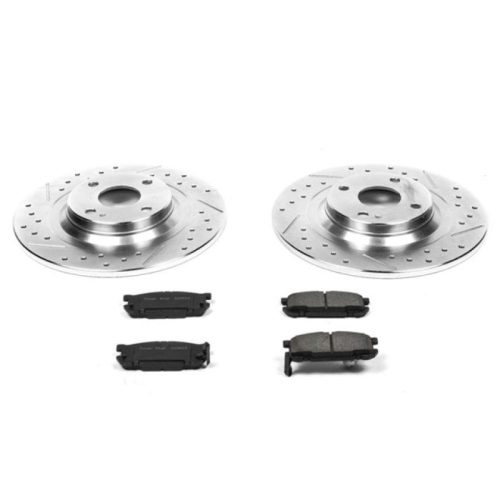 2001-2005 Mazda Miata Rear Brake Upgrade Kit with Drilled & Slotted Rotors and Carbon-Fiber Ceramic Pads - Premium Replacement