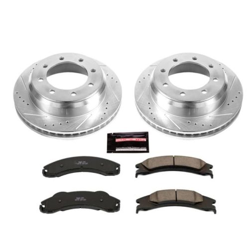 2008-2009 Ford E-150, E-250, E-350 Super Duty Heavy-Duty Rear Brake Upgrade Kit with Drilled & Slotted Rotors and Carbon-Fiber Ceramic Brake Pads - Premium Replacement
