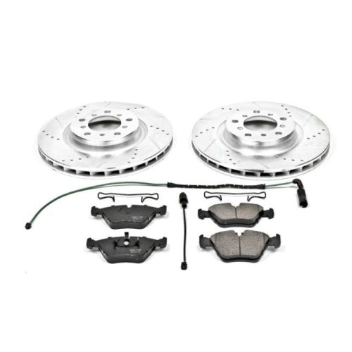 2001-2006 BMW M3 Front Z23 Evolution Sport Brake Upgrade Kit - Heavy Duty Drilled & Slotted Rotors with Carbon-Fiber Ceramic Pads - Premium Replacement